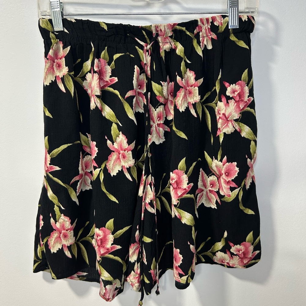 Vintage Retro Krush High Waist Black and Pink Floral Shorts